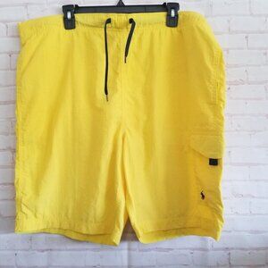 Polo Ralph Lauren Men Swim Trunks L Large Yellow Lightweight Swimwear Pockets